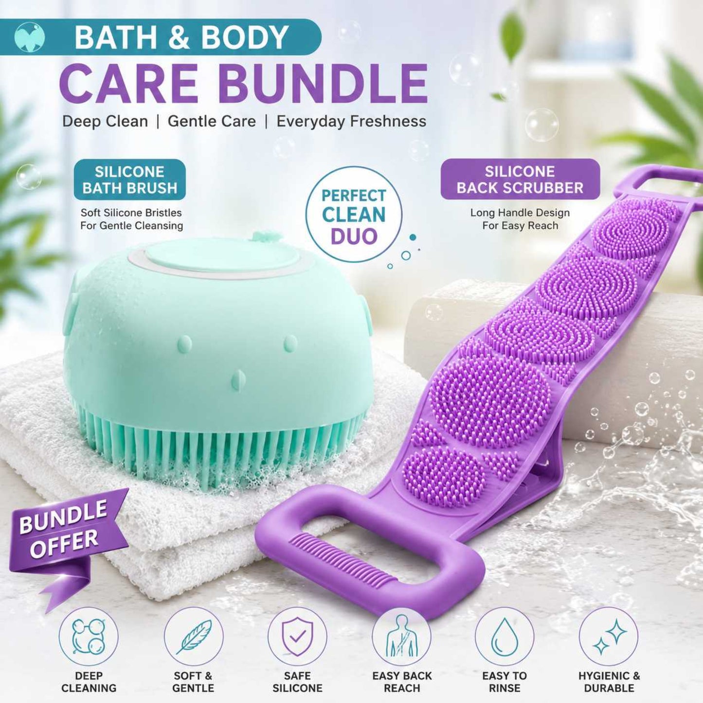 Silicone Bath Brush & Back Scrubber